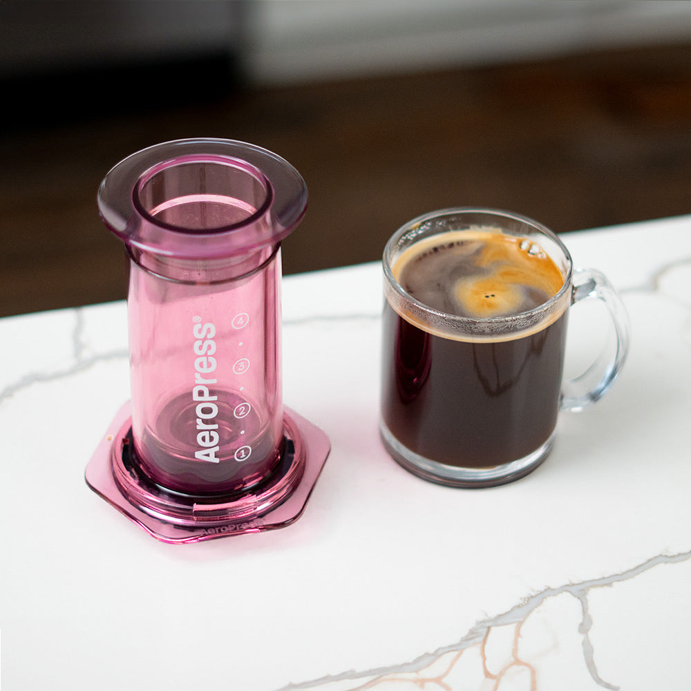AeroPress Clear Coffee Maker (Pink) - Amici Coffee Store