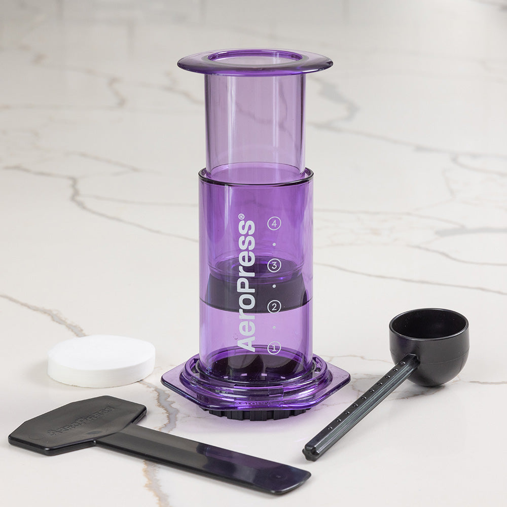 AeroPress Clear Coffee Maker (Purple) - Amici Coffee Store