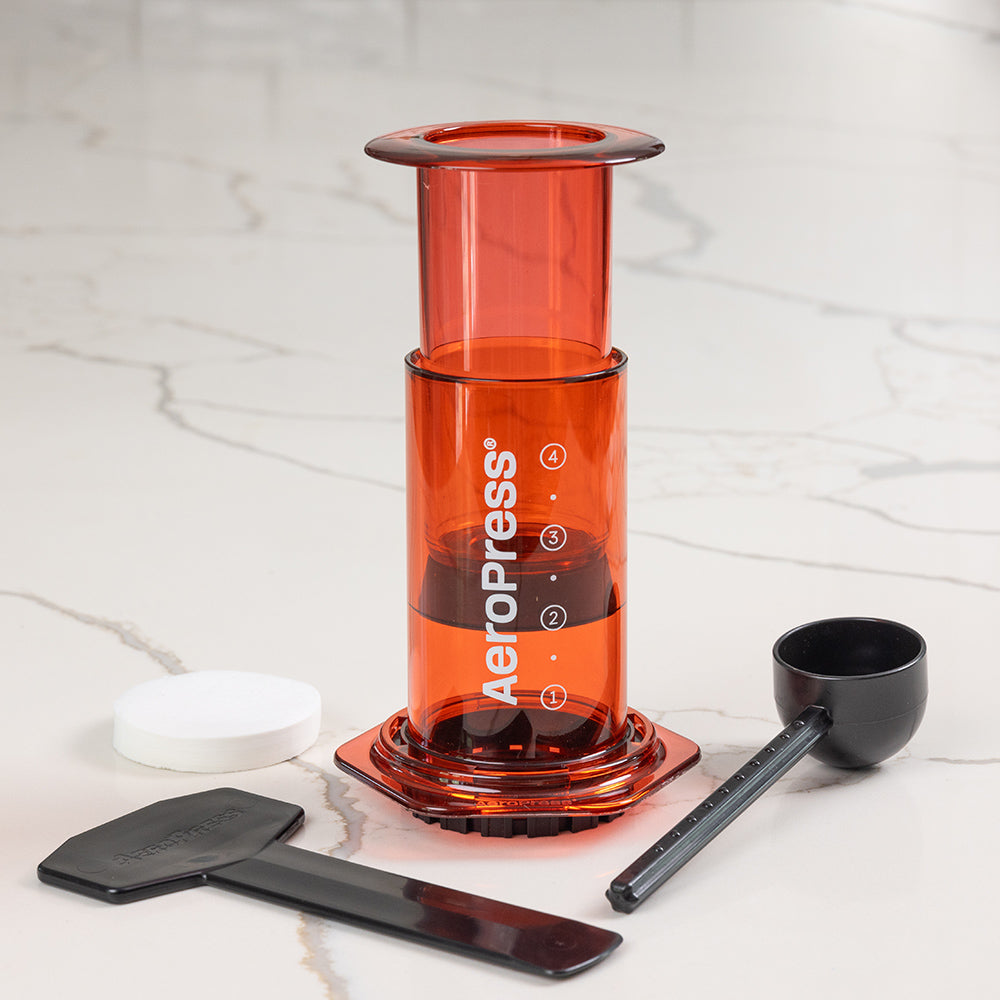 AeroPress Clear Coffee Maker (Red) - Amici Coffee Store