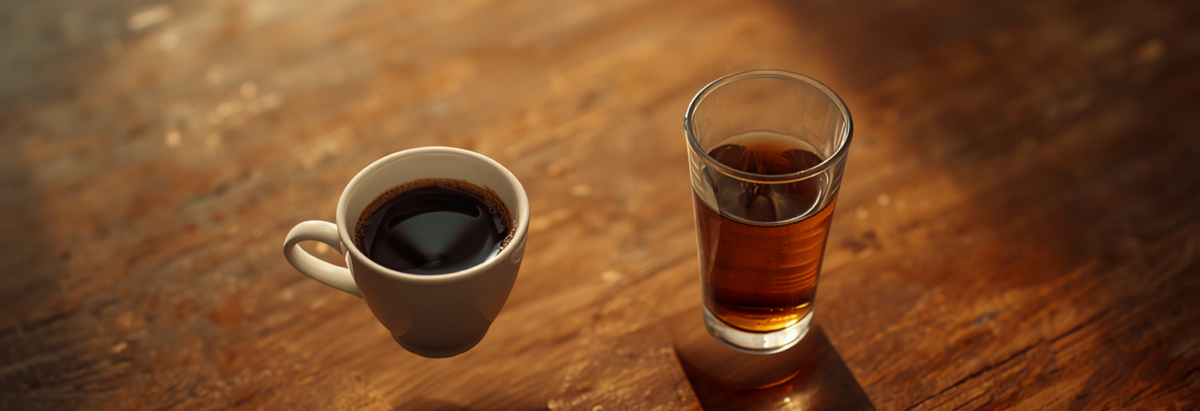 Two espresso cups side by side, a small concentrated ristretto shot and a taller diluted lungo shot