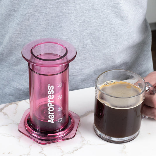 AeroPress Clear Coffee Maker (Pink) - Amici Coffee Store