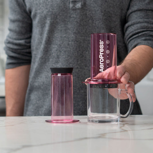 AeroPress Clear Coffee Maker (Pink) - Amici Coffee Store