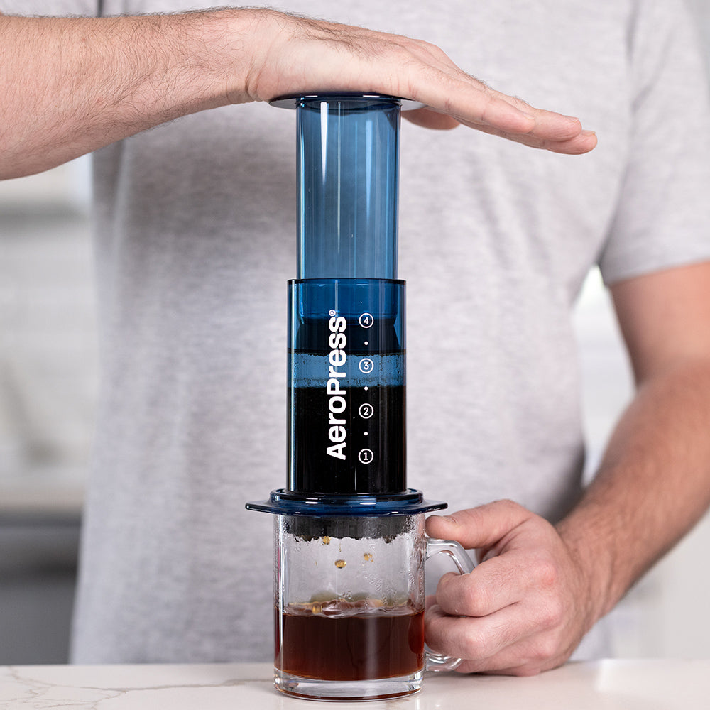 AeroPress Clear Coffee Maker (Blue) - Amici Coffee Store