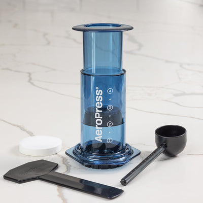 AeroPress Clear Coffee Maker (Blue) - Amici Coffee Store