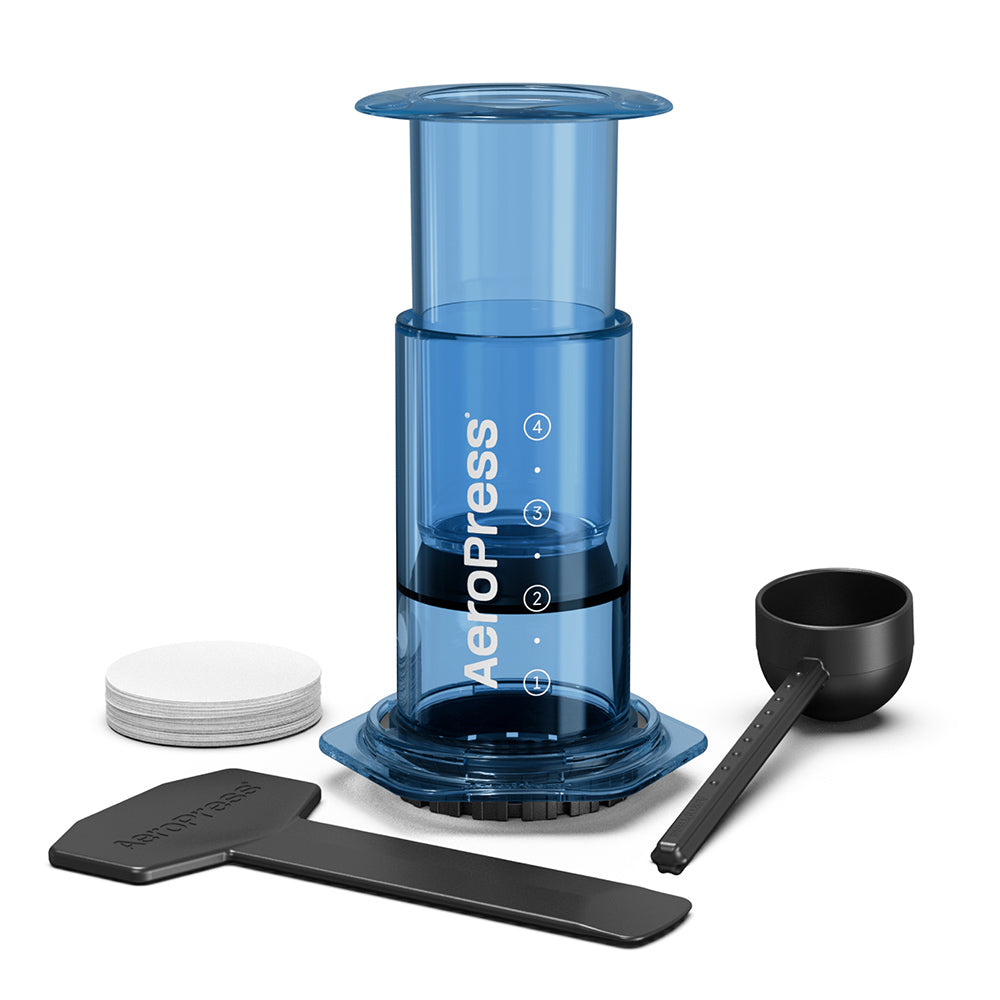 AeroPress Clear Coffee Maker (Blue) - Amici Coffee Store
