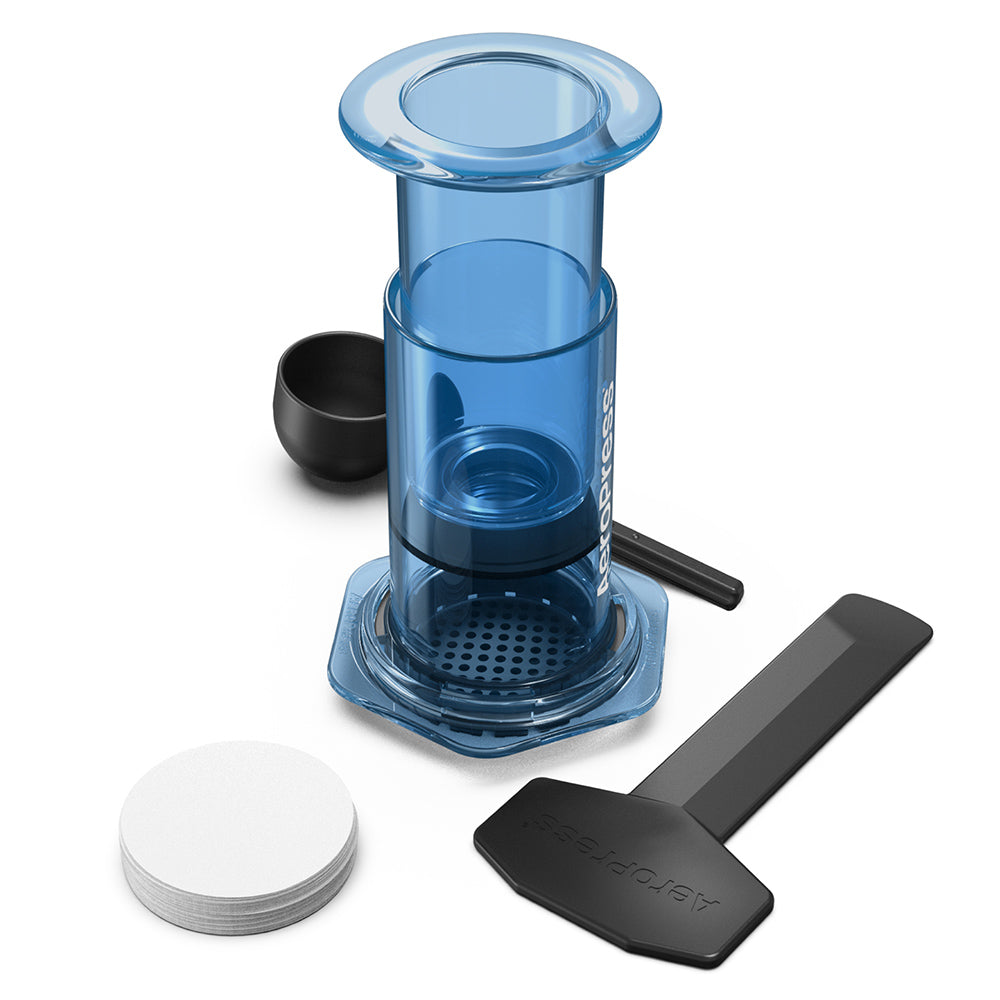 AeroPress Clear Coffee Maker (Blue) - Amici Coffee Store
