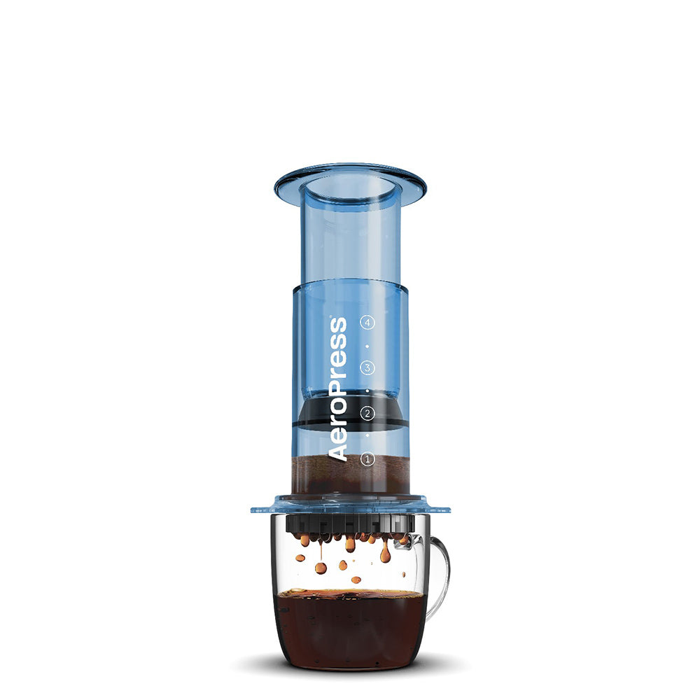 AeroPress Clear Coffee Maker (Blue) - Amici Coffee Store