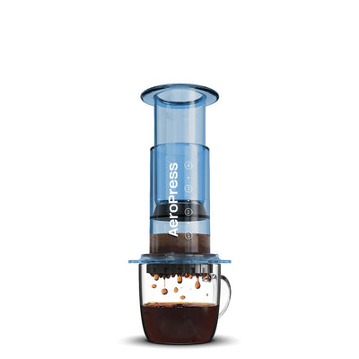 AeroPress Clear Coffee Maker (Blue) - Amici Coffee Store
