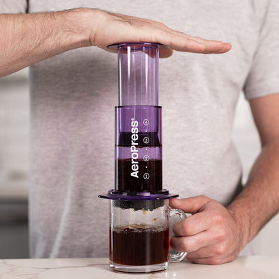 AeroPress Clear Coffee Maker (Purple) - Amici Coffee Store
