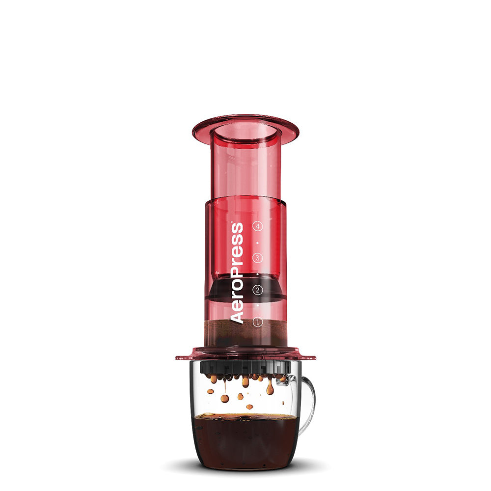 AeroPress Clear Coffee Maker (Red) - Amici Coffee Store