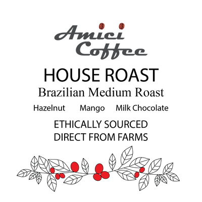 Amici Coffee House Roast label 